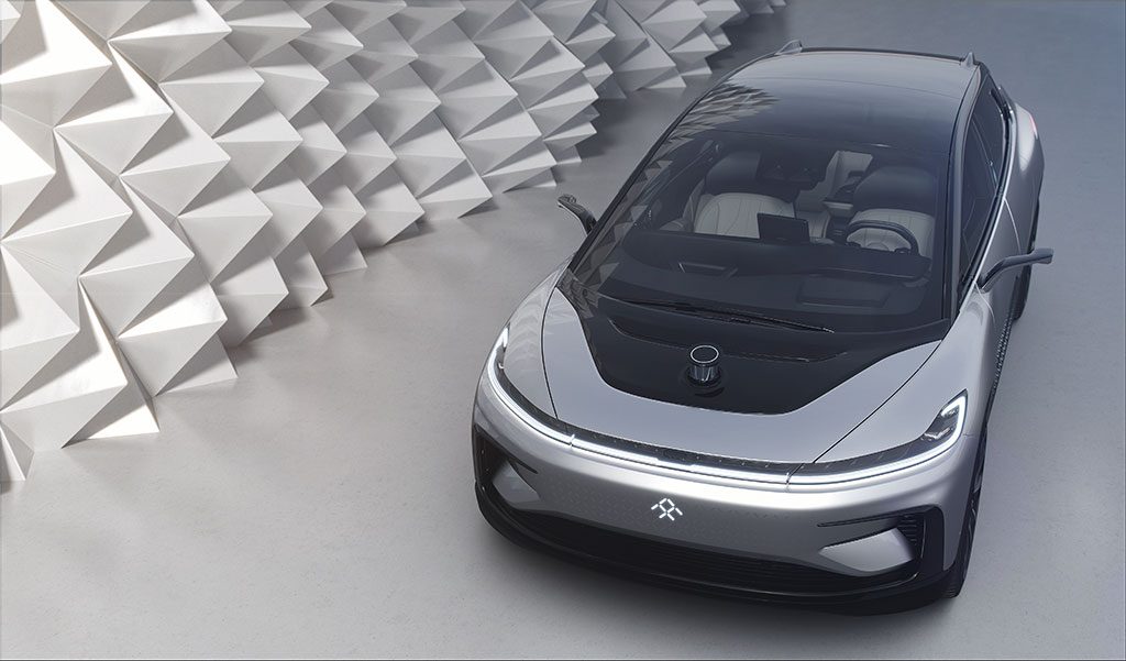 Faraday Future FF91 vu avant avec Lidar sorti