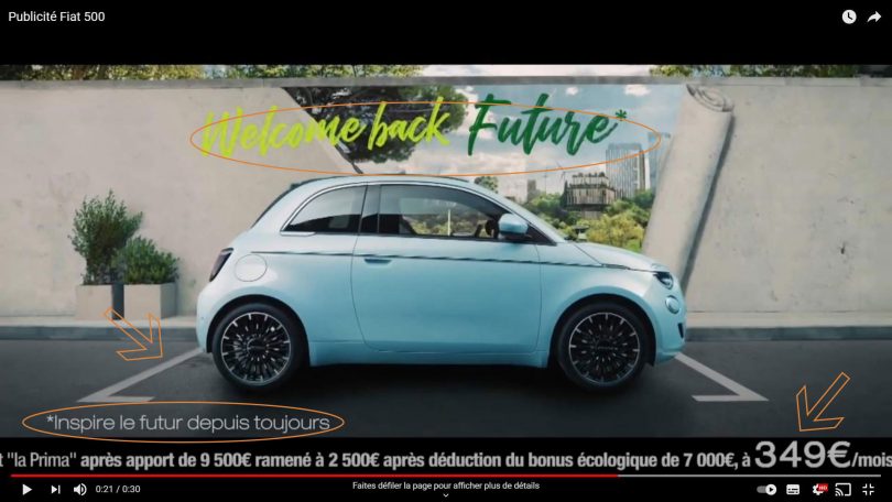 cas d'ecole : pub fiat 500e dicaprio